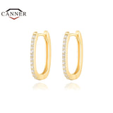 925 Silver CZ Crystal Circle Hoop Earrings for Women
