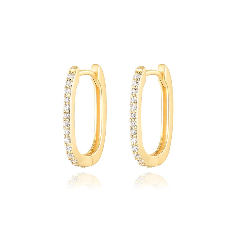 925 Silver CZ Crystal Circle Hoop Earrings for Women