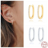 925 Silver CZ Crystal Circle Hoop Earrings for Women