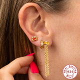 925 Sterling Silver Dangle Earrings - Sparkling Drop Studs