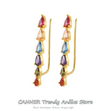 925 Sterling Silver Rainbow CZ Summer Climber Cuff Earrings