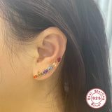 925 Sterling Silver Rainbow CZ Summer Climber Cuff Earrings