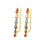 925 Sterling Silver Rainbow CZ Summer Climber Cuff Earrings