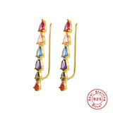 925 Sterling Silver Rainbow CZ Summer Climber Cuff Earrings