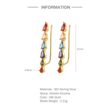 925 Sterling Silver Rainbow CZ Summer Climber Cuff Earrings