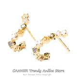 925 Silver Rainbow CZ Stud Earring Piercing Pendiente Climber Jewelry