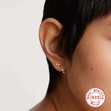 925 Silver Rainbow CZ Stud Earring Piercing Pendiente Climber Jewelry