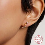 925 Silver Rainbow CZ Stud Earring Piercing Pendiente Climber Jewelry