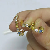 925 Silver Rainbow CZ Stud Earring Piercing Pendiente Climber Jewelry