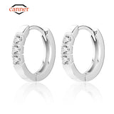 925 Silver Moissanite Ear Studs Round Hoop Earrings Women Fine Jewelry