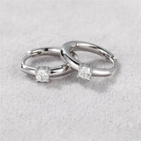 925 Silver Moissanite Ear Studs Round Hoop Earrings Women Fine Jewelry