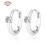 925 Silver Moissanite Ear Studs Round Hoop Earrings Women Fine Jewelry