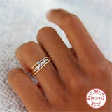 925 Sterling Silver Thin Clear Zircon Rings For Women Anti-allergy Jewelry
