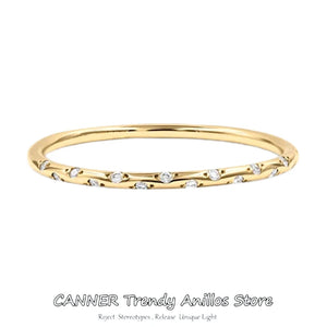 925 Sterling Silver Thin Clear Zircon Rings For Women Anti-allergy Jewelry