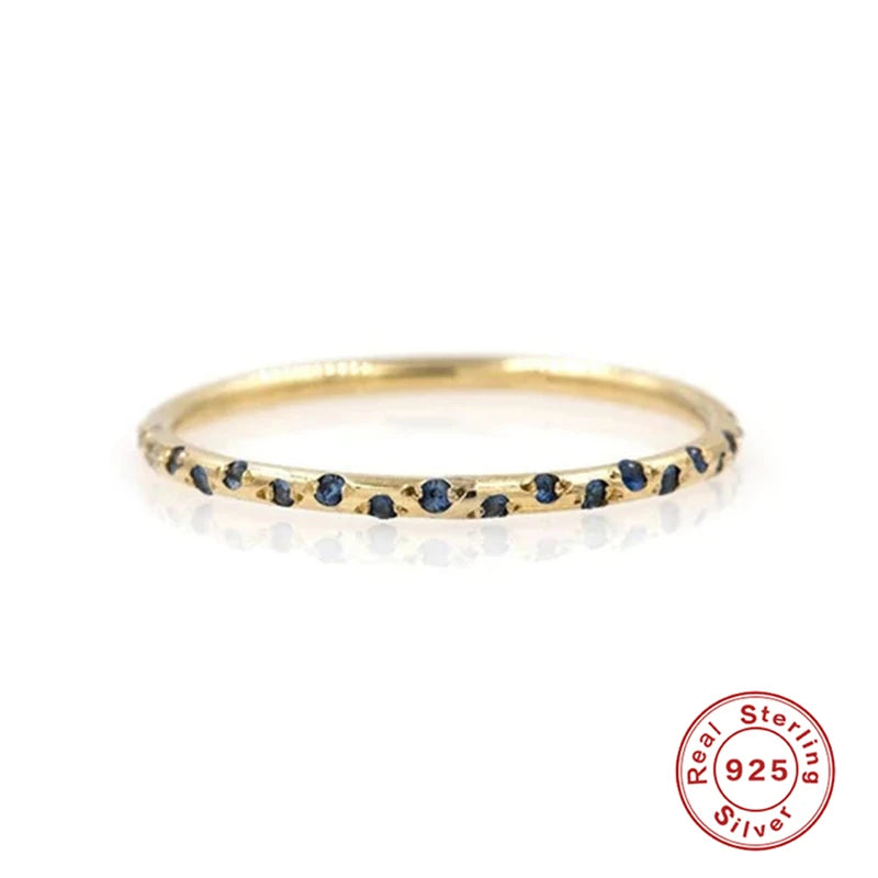 925 Sterling Silver Thin Clear Zircon Rings For Women Anti-allergy Jewelry