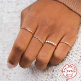 925 Sterling Silver Thin Clear Zircon Rings For Women Anti-allergy Jewelry