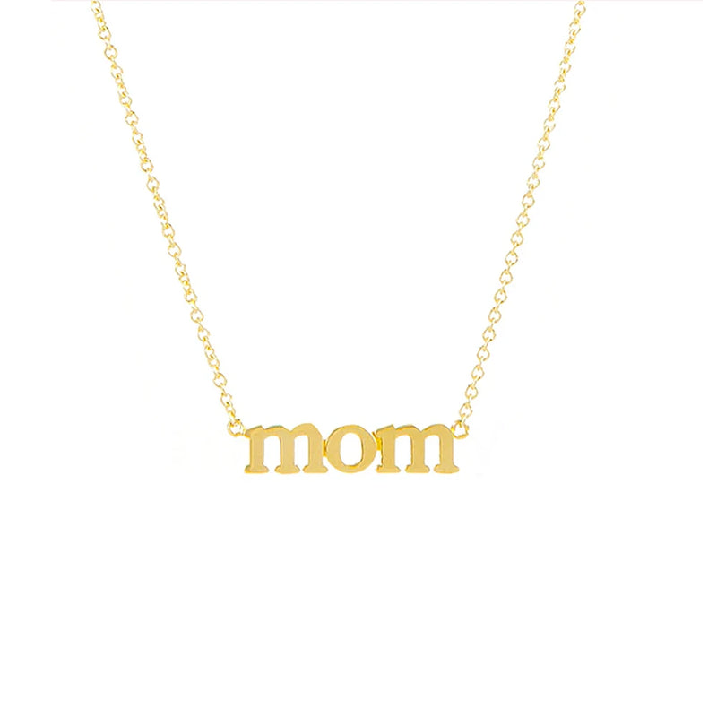 925 Sterling Silver Mom Letter Pendant Necklace - Mother's Gift