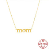 925 Sterling Silver Mom Letter Pendant Necklace - Mother's Gift