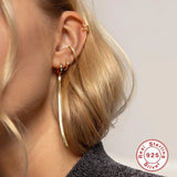 925 Sterling Silver Hoop Earrings Snake Chain Tassel Piercing