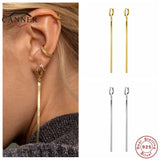 925 Sterling Silver Hoop Earrings Snake Chain Tassel Piercing