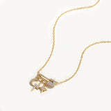 925 Silver Moon Star Safety Pin Zircon Necklace Women Gift