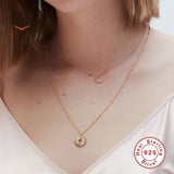 Sun-shaped Pendant 925 Silver Necklace for Women