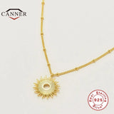 Sun-shaped Pendant 925 Silver Necklace for Women