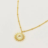 Sun-shaped Pendant 925 Silver Necklace for Women