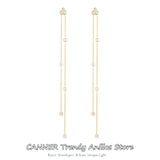 925 Silver Chain Earrings Women Long Dangle Wedding Jewelry