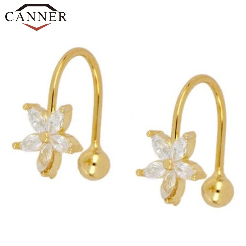 925 Silver Snowflake Ear Cuff Crystal Zircon