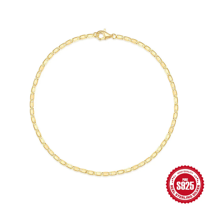 Genuine 925 Sterling Silver 18k Bracelet Chains Women's Jewelry