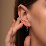 925 Silver Star Moon Drop Earrings For Women