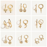 925 Silver Star Moon Drop Earrings For Women