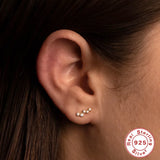 Real Sterling Silver 925 Diamond Stud Earrings Wedding Engagement Jewelry
