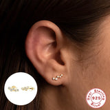 Real Sterling Silver 925 Diamond Stud Earrings Wedding Engagement Jewelry