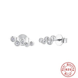 Real Sterling Silver 925 Diamond Stud Earrings Wedding Engagement Jewelry