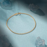 S925 Sterling Silver 18K Round Bead Bracelet Chains for Women Jewelry