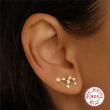 Constellation Stud Earring 925 Sterling Silver Cubic Zircon Piercing Earrrings