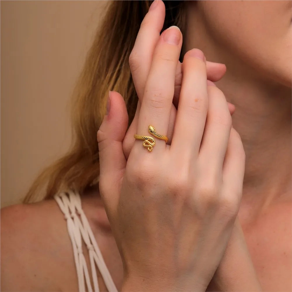 Vintage Snake Ring 18k Plated 925 Sterling Women Party Wedding Jewelry
