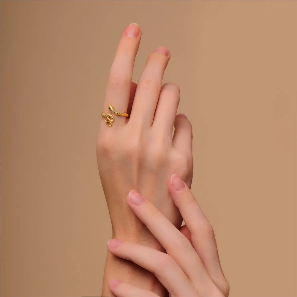 Vintage Snake Ring 18k Plated 925 Sterling Women Party Wedding Jewelry