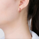 18k Silver Plated Zircon Hoops Earrings Wedding Jewelry