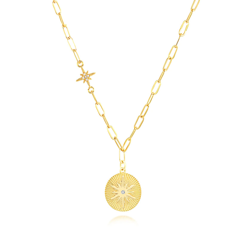 18k Silver Plated Star Love Pandent Necklace Long Chain Collar