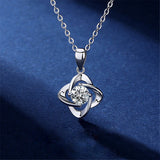 925 Silver Lucky Clover Moissanite Pendant Necklace for Women