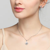 925 Silver Lucky Clover Moissanite Pendant Necklace for Women