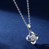 925 Silver Lucky Clover Moissanite Pendant Necklace for Women