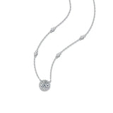 1CT Moissanite Diamond Pendant Necklace 925 Silver Chain Bling Wedding Jewelry