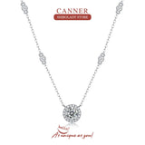 1CT Moissanite Diamond Pendant Necklace 925 Silver Chain Bling Wedding Jewelry
