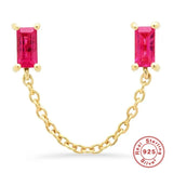 925 Silver Double Zircon Stud Earrings for Women