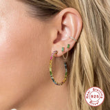 925 Silver Double Zircon Stud Earrings for Women
