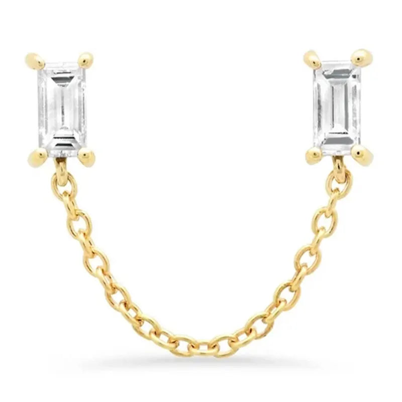 925 Silver Double Zircon Stud Earrings for Women